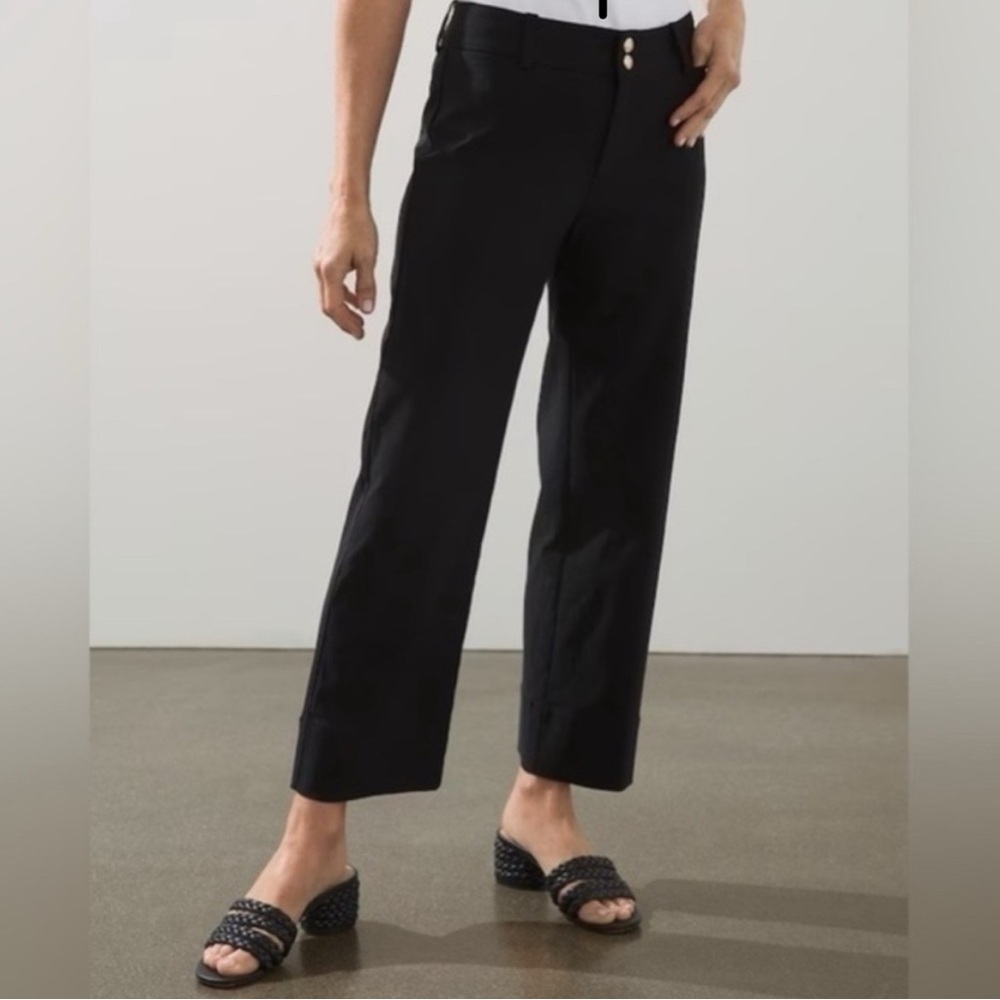 Chico's Black Cropped Ankle Pants with Relaxed Fit